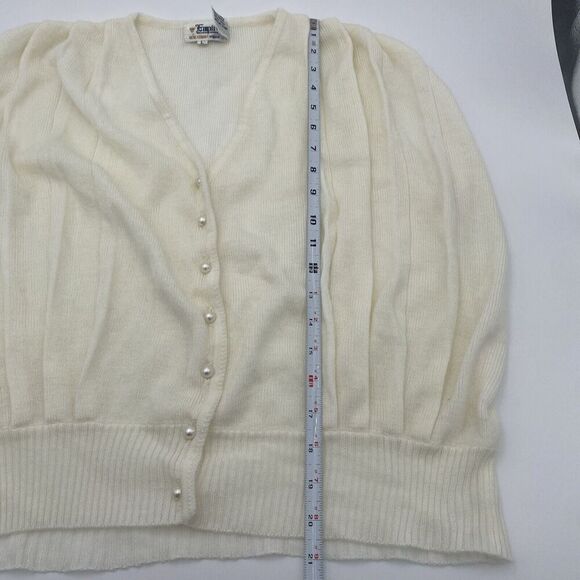 Empire Vintage Gene Stuart Cream Acrylic Sweater Vest Faux Pearl Large - Picture 8 of 9